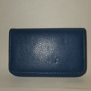 Faux Leather Business Card Holder Cobalt Blue